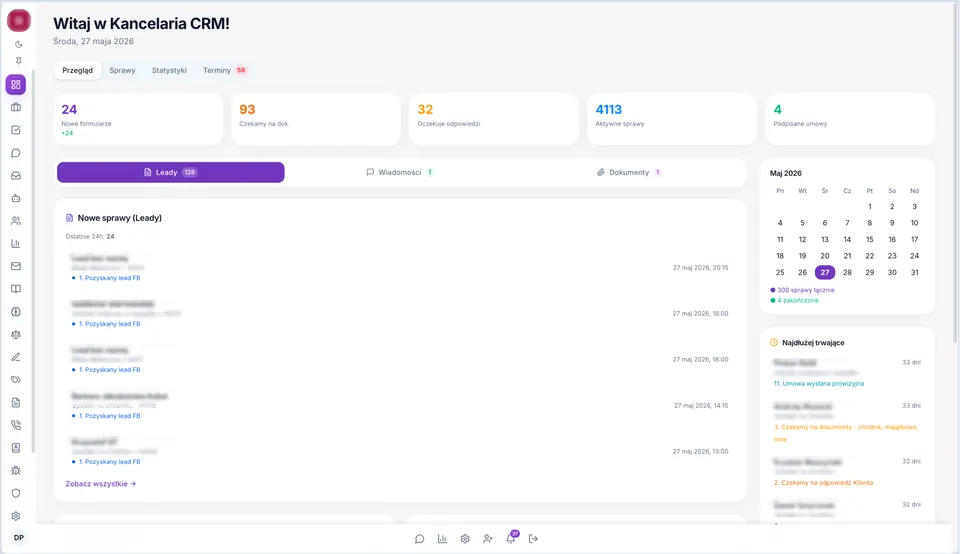 CRM kancelarii: nowe sprawy z kampanii